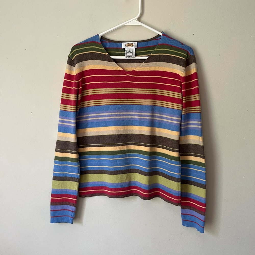 *SOLD Vintage colorful stripped sweater with v-neck